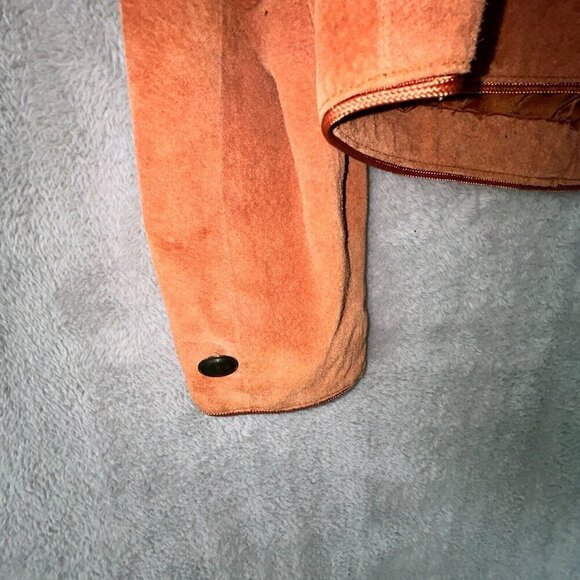 Lord & Taylor 100% Pig Suede Burnt Orange Bolero Leather Button Jacket Size 8 - Picture 6 of 13